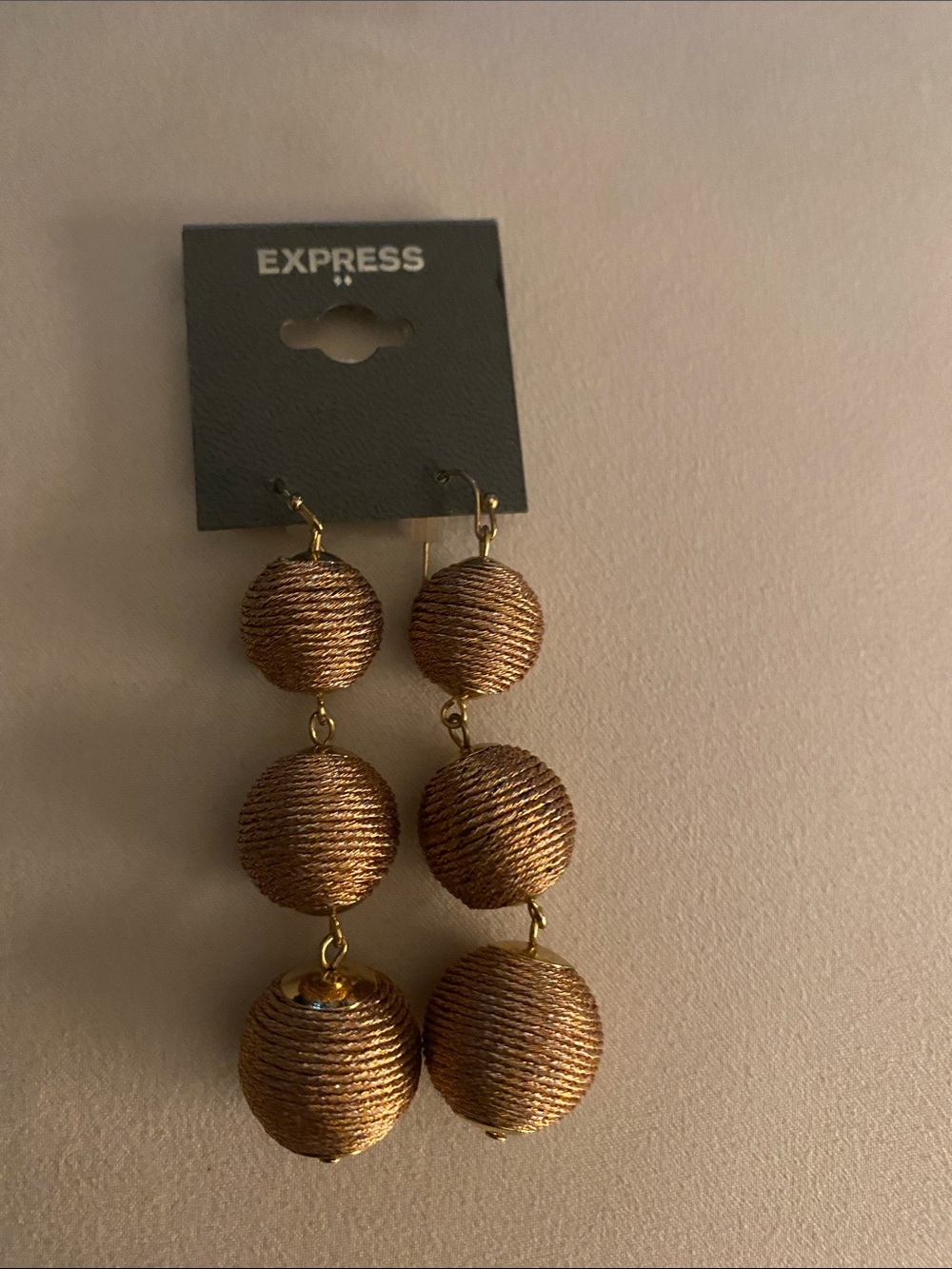 EXPRESS Gold-Toned Triple Sphere Drop Earrings